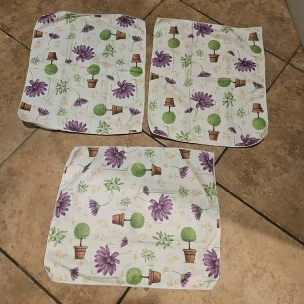 Set of 3 Floral and Topiary Dish clothes or Tea Towels